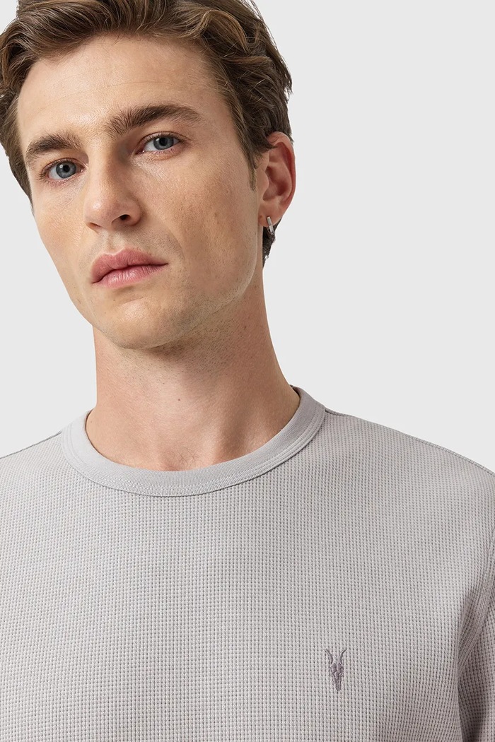 Bavlněné tričko AllSaints ELLIS M018JC šedá AW25