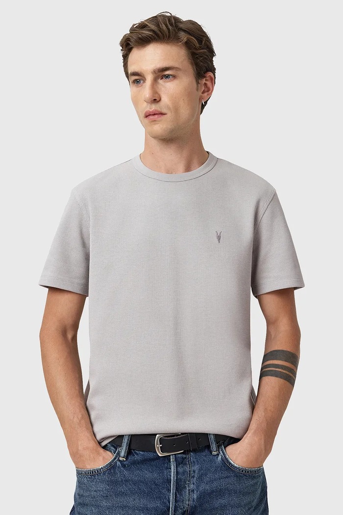 Bavlněné tričko AllSaints ELLIS šedá M018JC