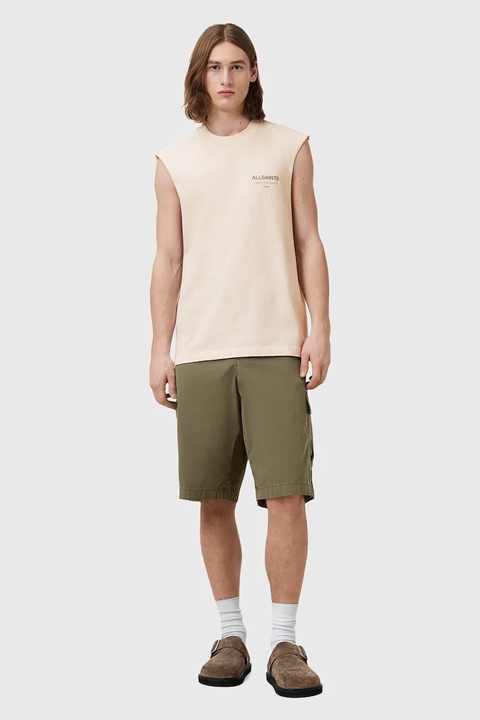 AllSaints T-shirt męski bawełniany UNDERGROUND M038PC beżowy