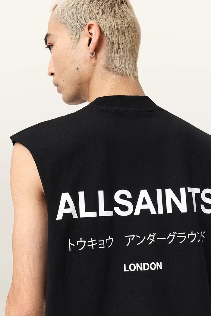 AllSaints majica za muškarce od pamuka UNDERGROUND M038PC crna