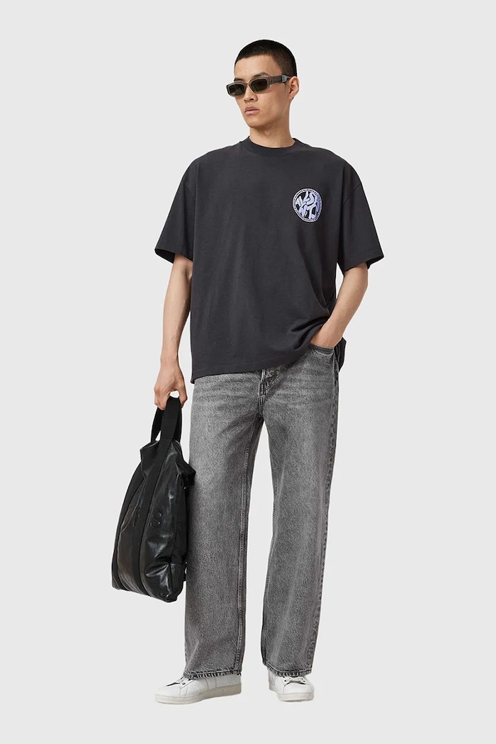 Памучна тениска AllSaints DISTORTION M041PC сив