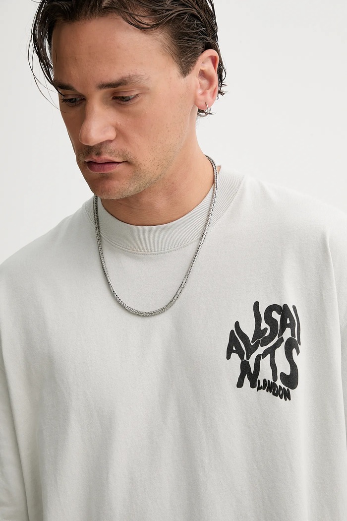 Βαμβακερό μπλουζάκι AllSaints ORLANDO γκρί M066PC