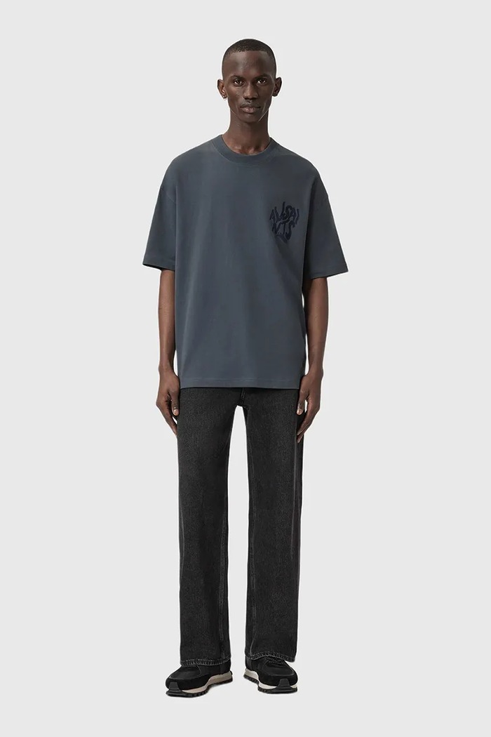AllSaints tricou din bumbac ORLANDO albastru M066PC
