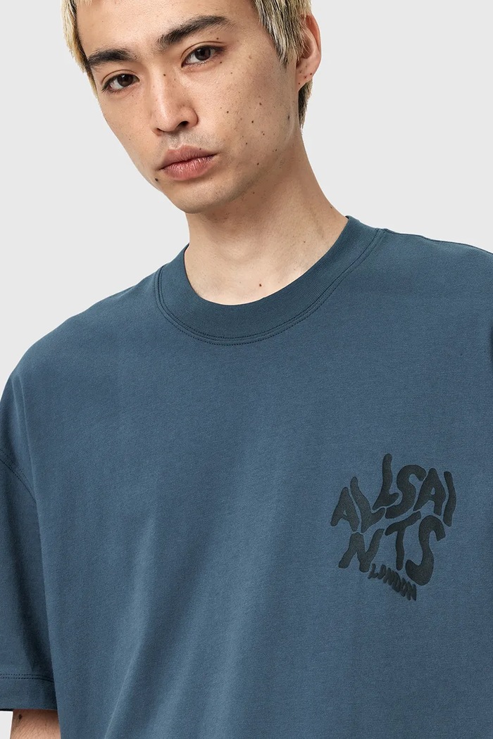 Oblečenie Bavlnené tričko AllSaints ORLANDO M066PC modrá