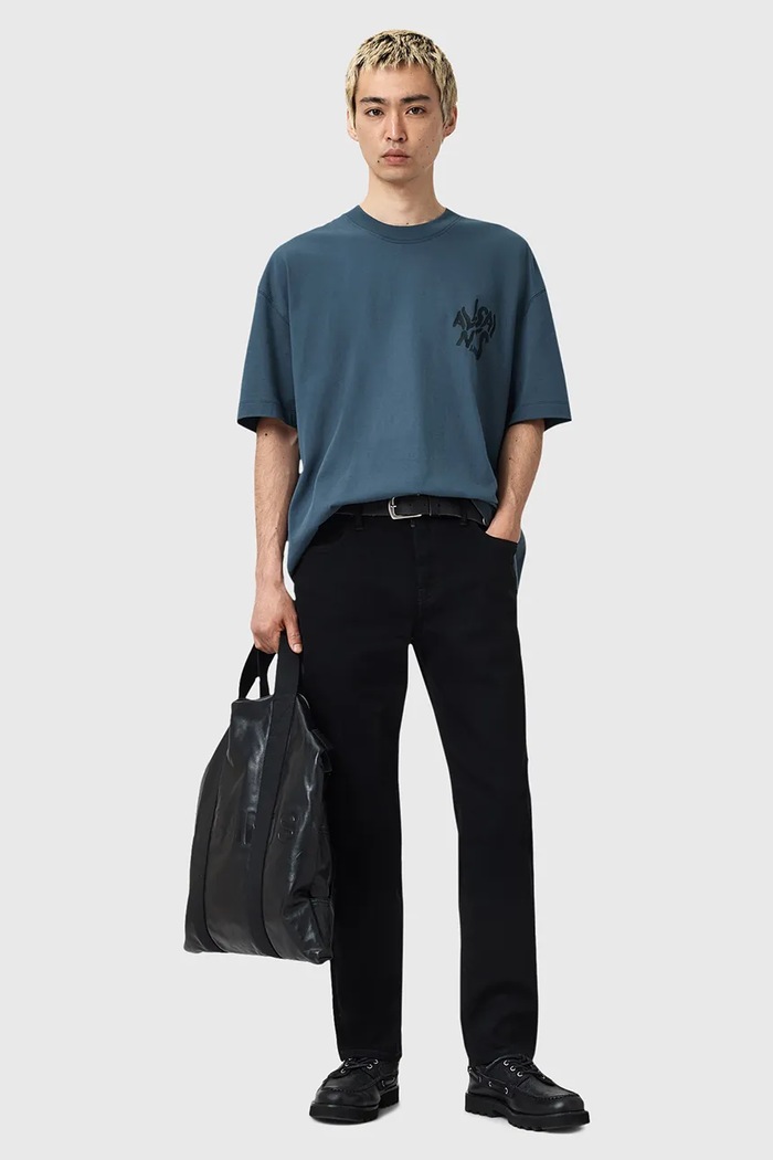 Bavlnené tričko AllSaints ORLANDO M066PC modrá