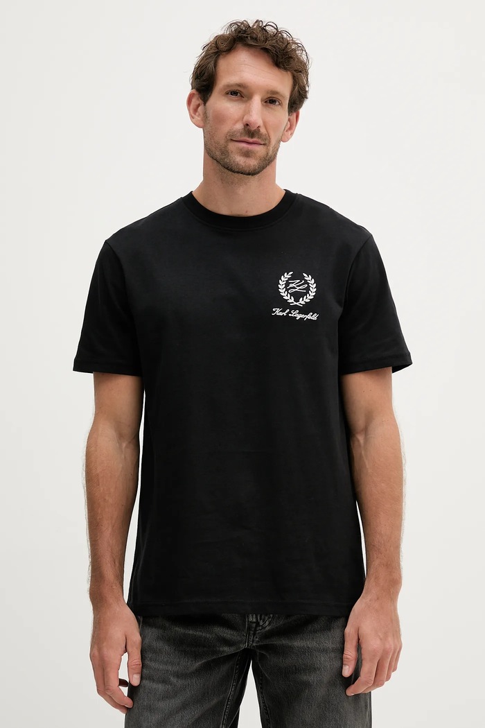 Karl Lagerfeld tricou din bumbac uni negru A3M44002