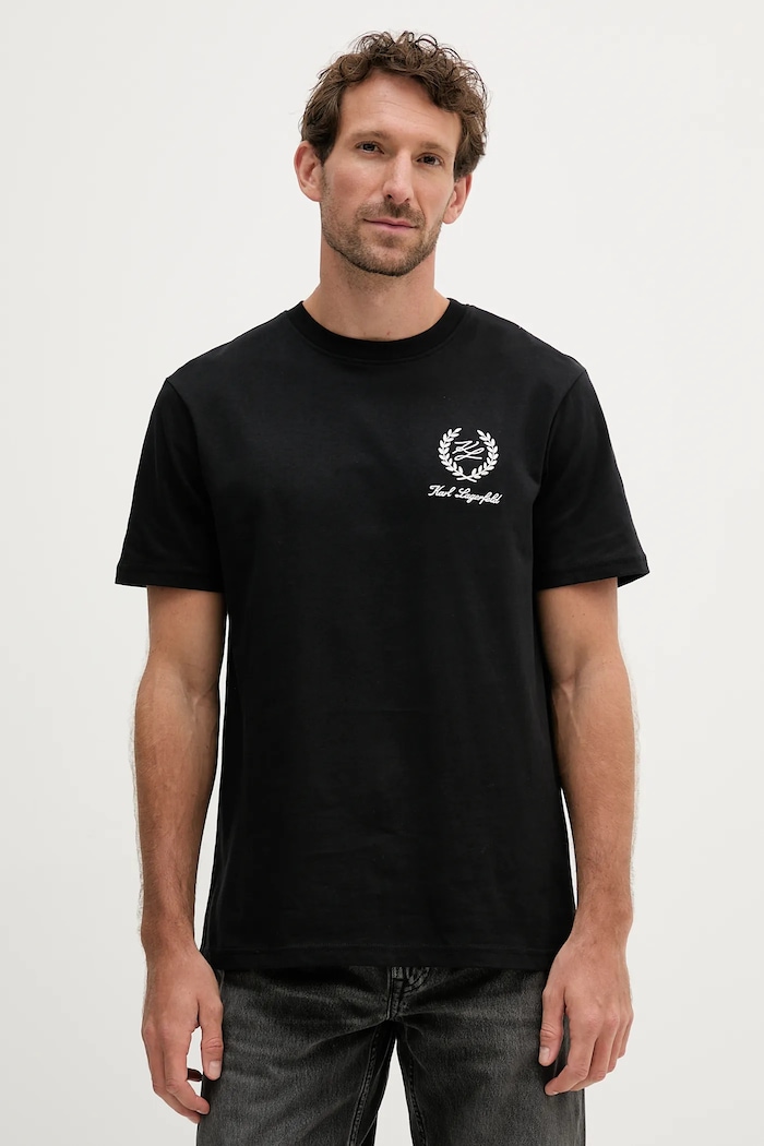 Karl Lagerfeld tricou din bumbac uni negru A3M44002