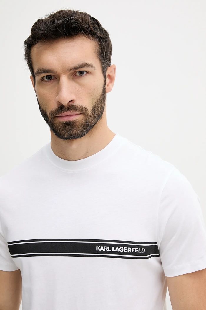 Дрехи Karl Lagerfeld тениска мъжка от памук A3M46001 бял