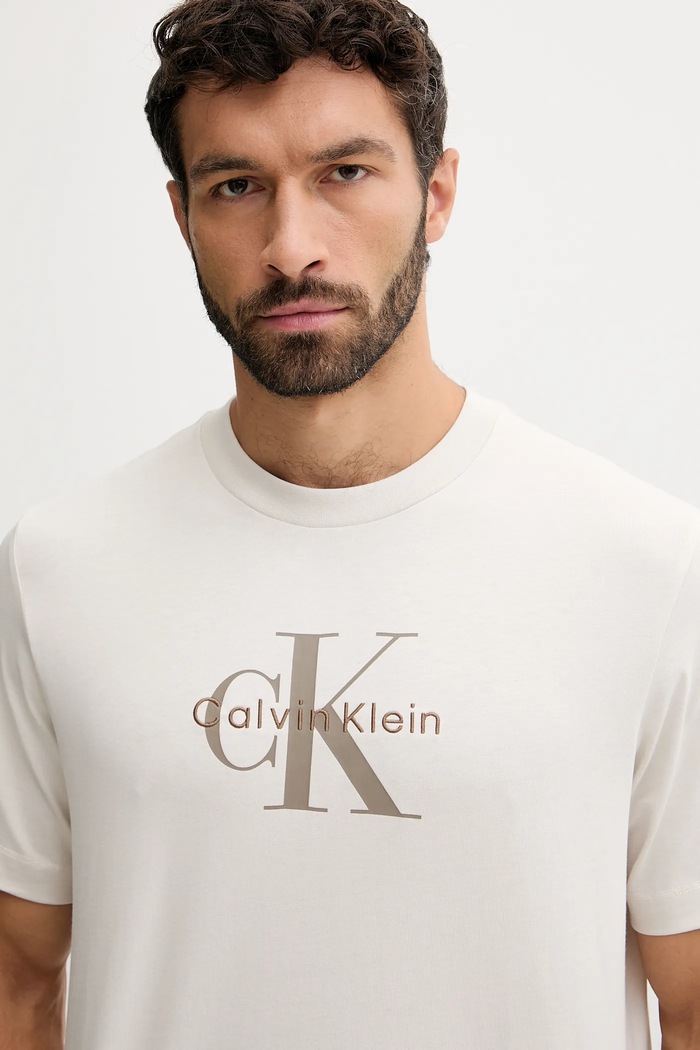Oblečenie Calvin Klein Jeans tričko pánske bavlnené LV04RB862G béžová