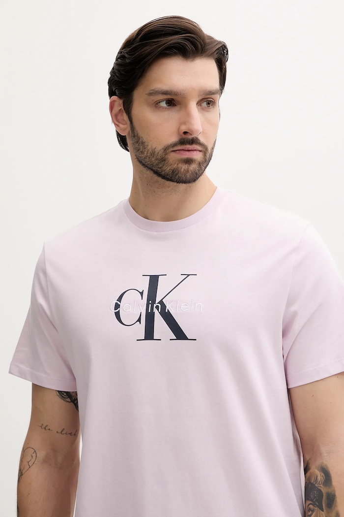 Oblečení Calvin Klein Jeans tričko pánské bavlněné LV04RB862G růžová