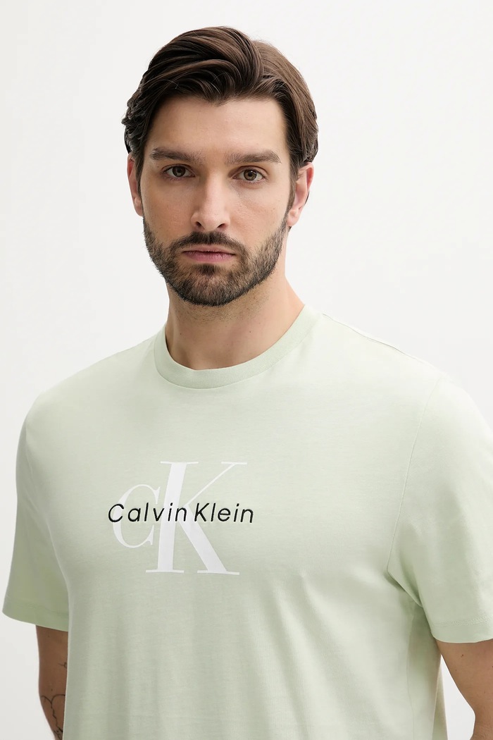 Oblečení Calvin Klein Jeans tričko pánské bavlněné LV04RB862G zelená