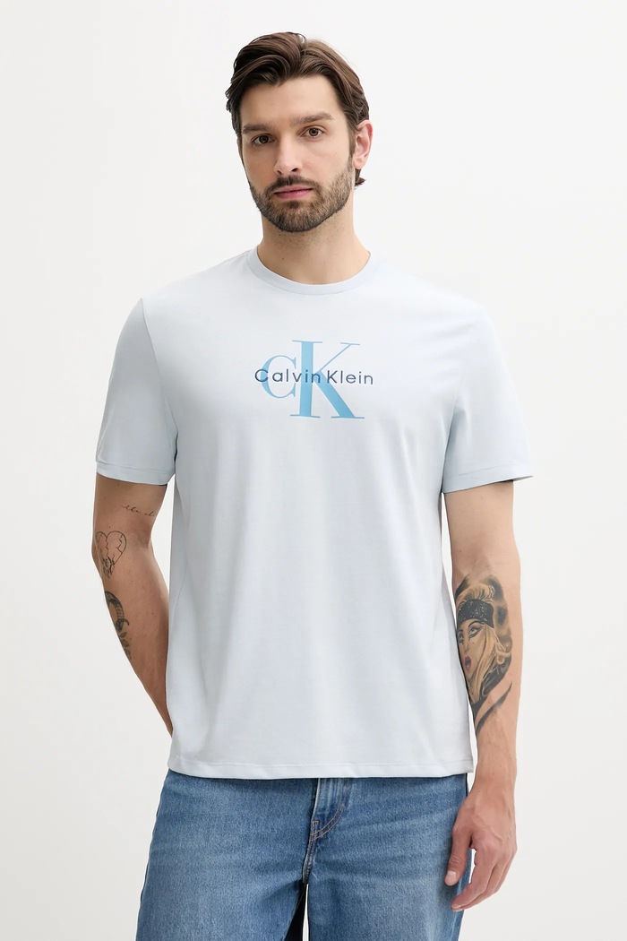 Calvin Klein Jeans majica za muškarce od pamuka pamuk plava LV04RB862G