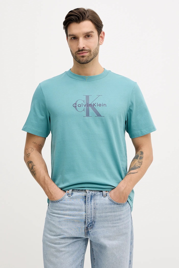 Calvin Klein Jeans tričko pánske bavlnené tyrkysová LV04RB862G