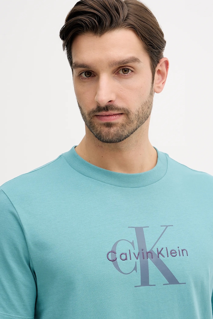 Calvin Klein Jeans tričko pánske bavlnené tyrkysová LV04RB862G