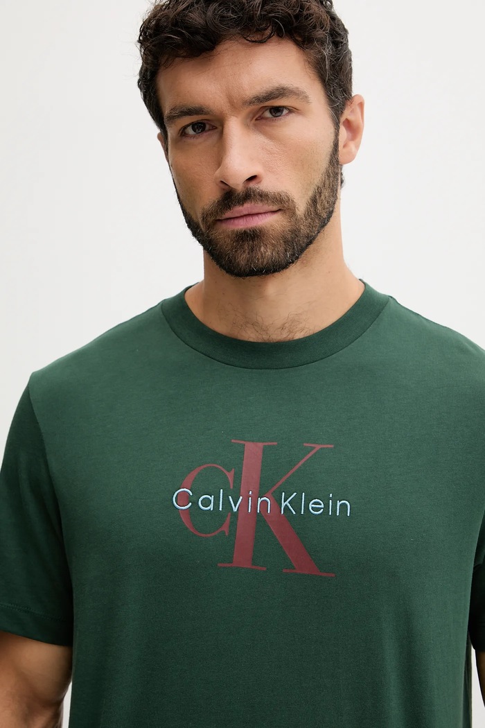 Oblečení Calvin Klein Jeans tričko pánské bavlněné LV04RB862G zelená