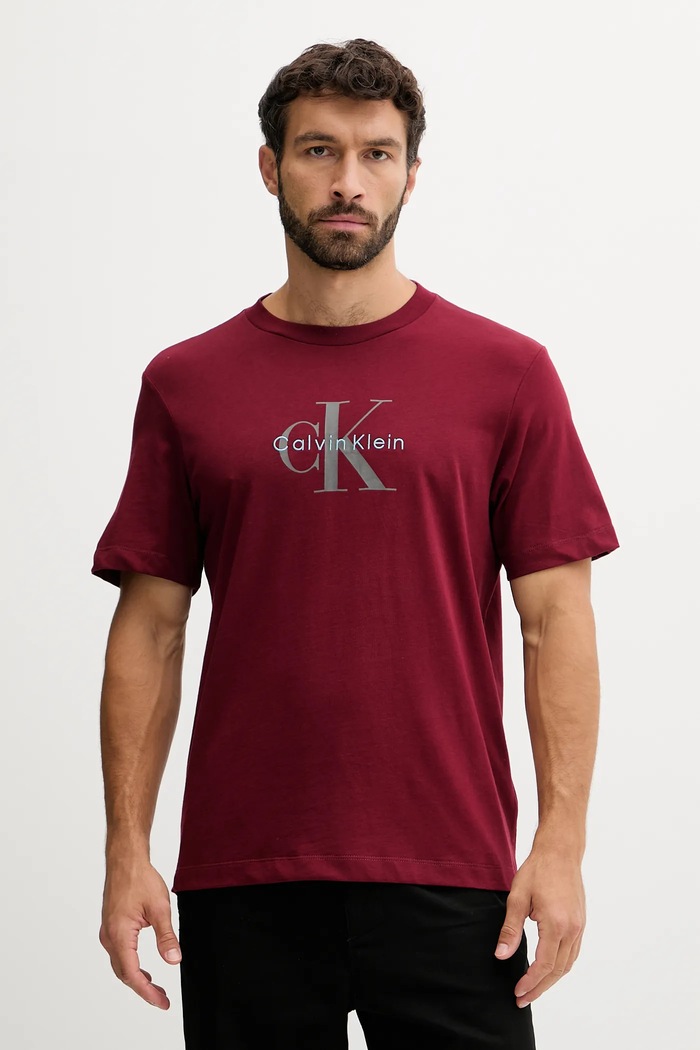 Calvin Klein Jeans tričko pánske bavlnené burgundské LV04RB862G