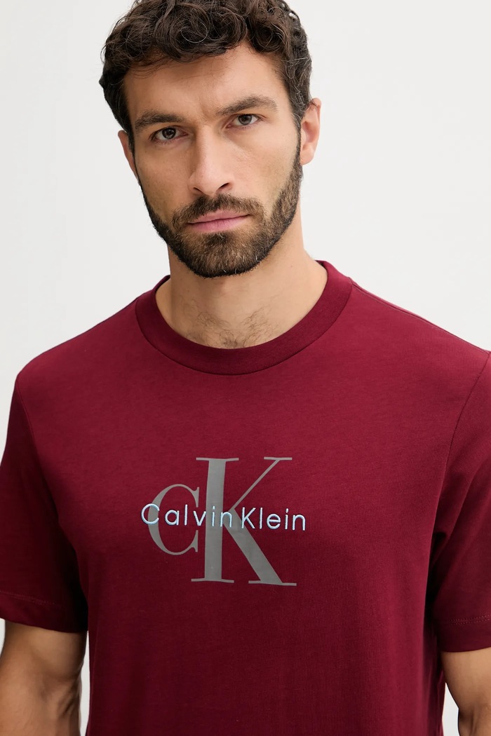 Oblečenie Calvin Klein Jeans tričko pánske bavlnené LV04RB862G burgundské