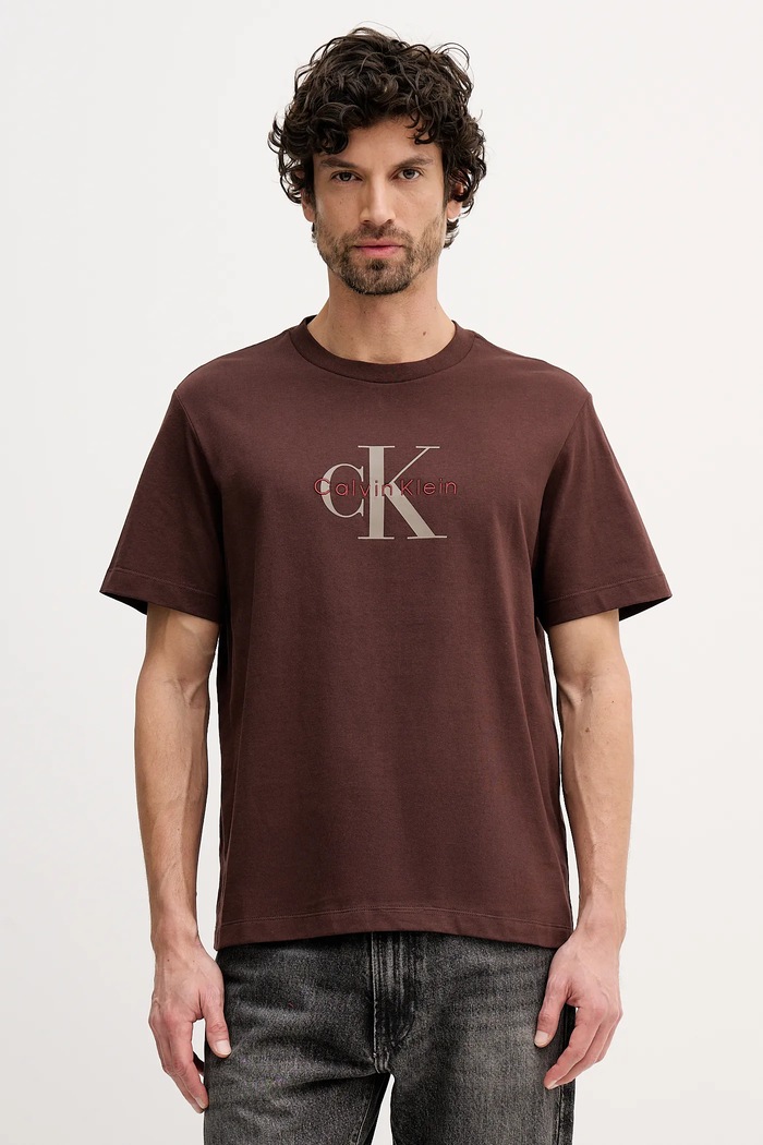 Calvin Klein Jeans tričko pánske bavlnené hnedá LV04RB862G