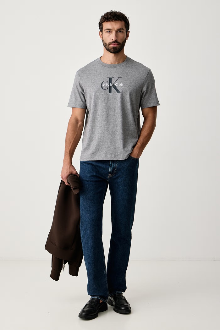 Calvin Klein Jeans T-shirt męski bawełniany LV04RB862G szary SS26