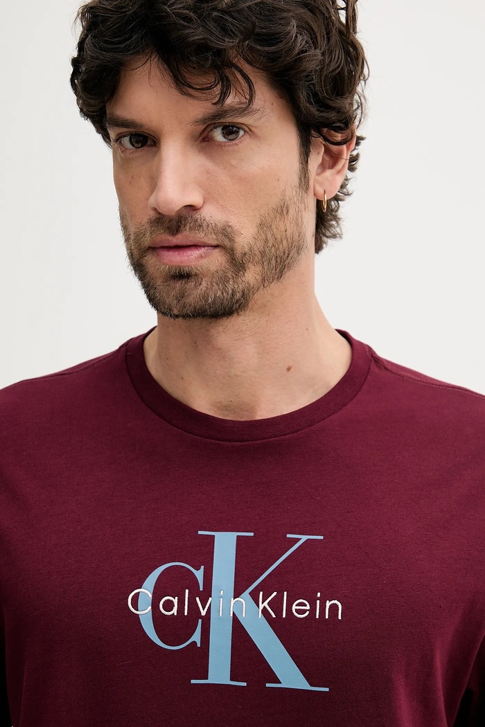 Oblečenie Calvin Klein Jeans tričko pánske bavlnené LV04RB862G burgundské