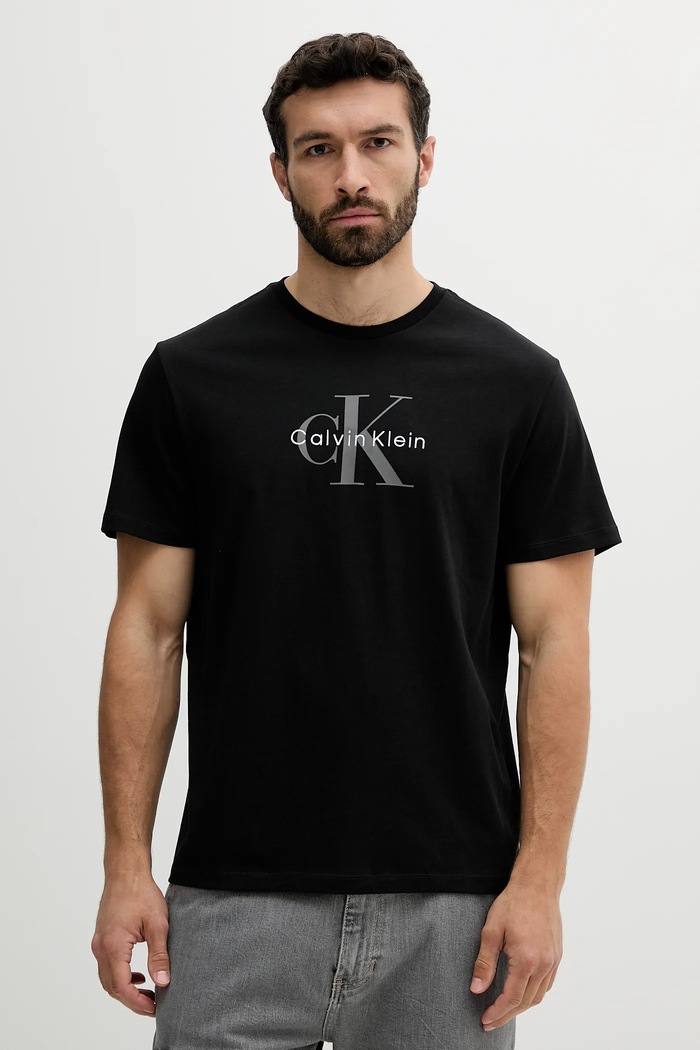 Calvin Klein Jeans tricou bărbătesc bumbac imprimeu negru LV04RB862G