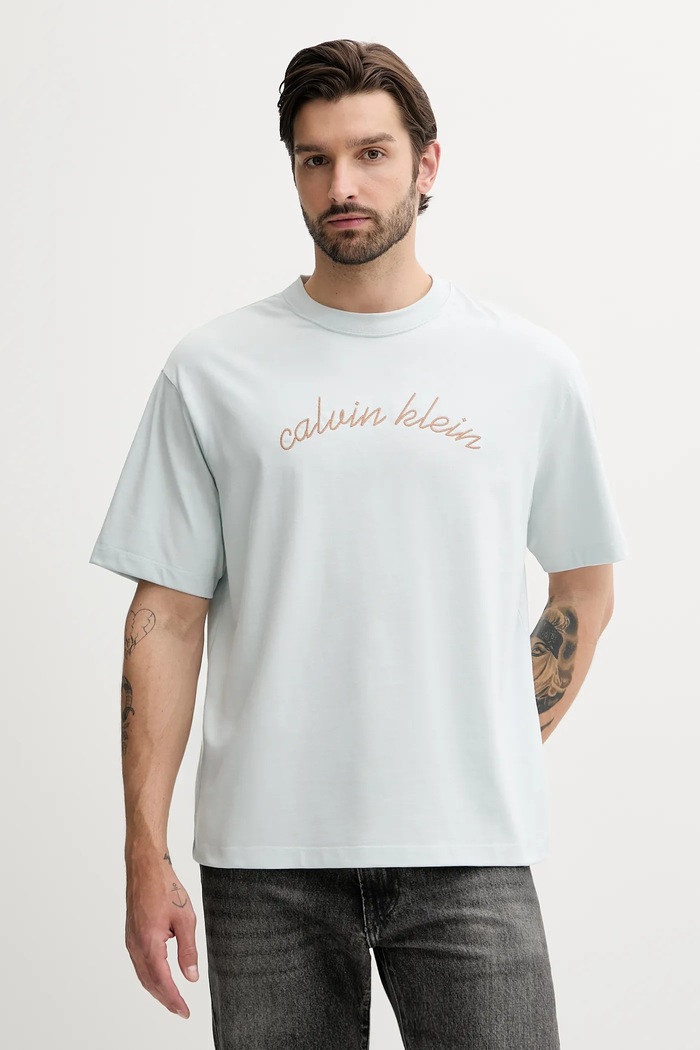 Pamučna majica Calvin Klein Jeans pamuk siva LV04RC225G
