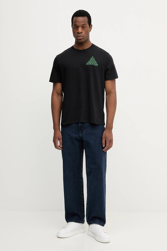 Памучна тениска Calvin Klein Jeans LV04RC825G черен AW25