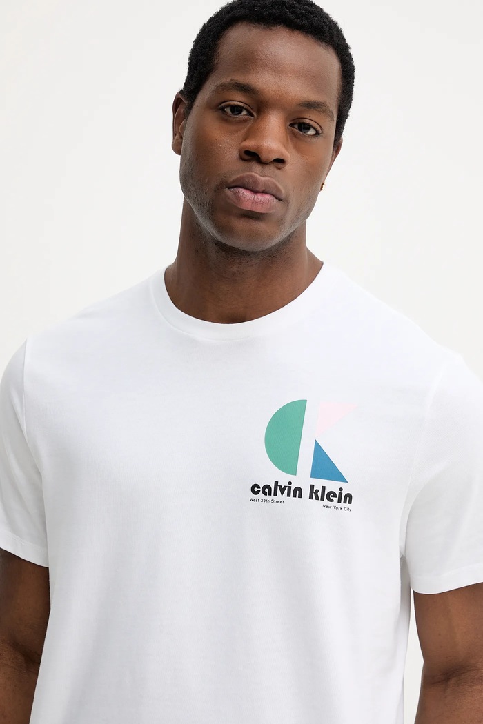 Bavlnené tričko Calvin Klein Jeans biela LV04RC827G