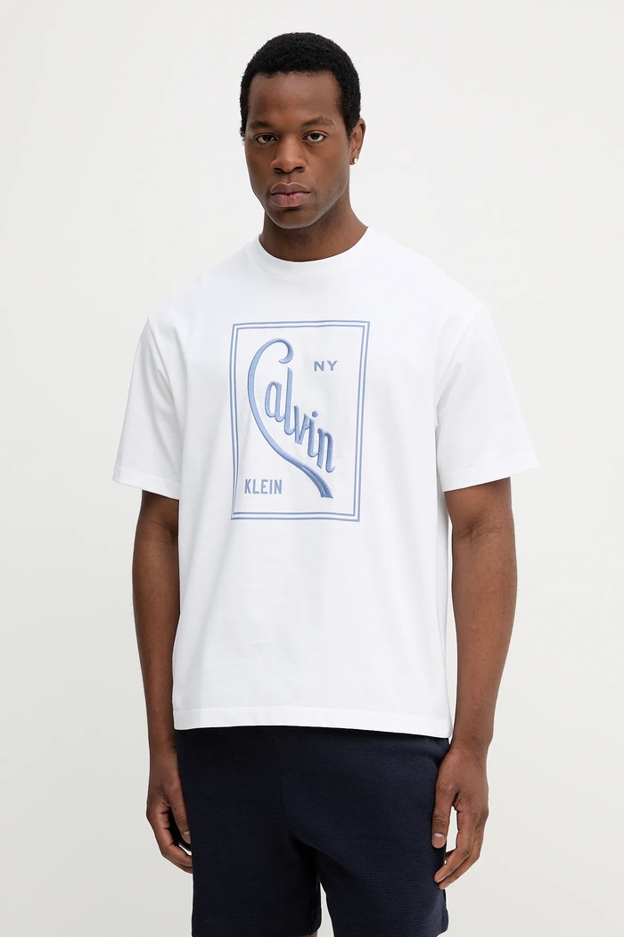 Calvin Klein Jeans pamut póló pamut fehér LV04RC836G