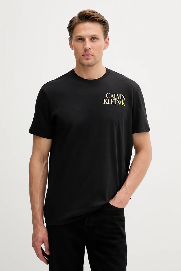 Bavlněné tričko Calvin Klein Jeans potisk černá LV04RC844G