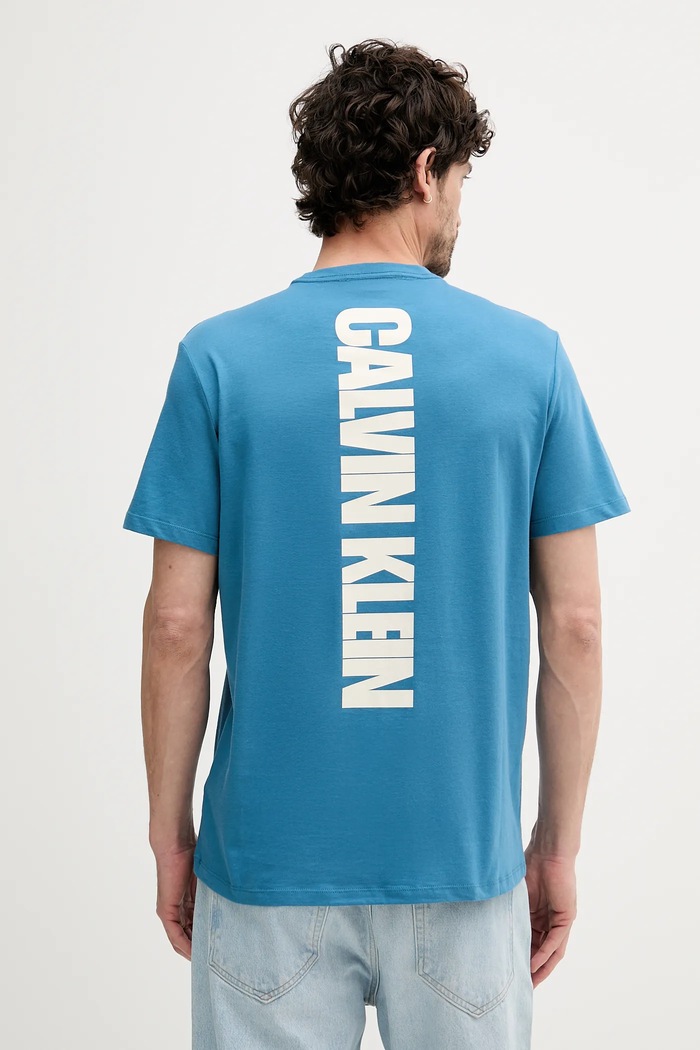 Calvin Klein Jeans t-shirt bawełniany nadruk turkusowy LV04RC846G