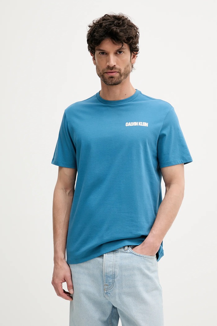 Calvin Klein Jeans t-shirt bawełniany LV04RC846G turkusowy AW25