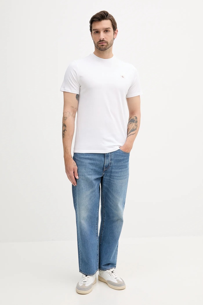 Calvin Klein Jeans tričko pánske bavlnené LV04RC272G biela SS26