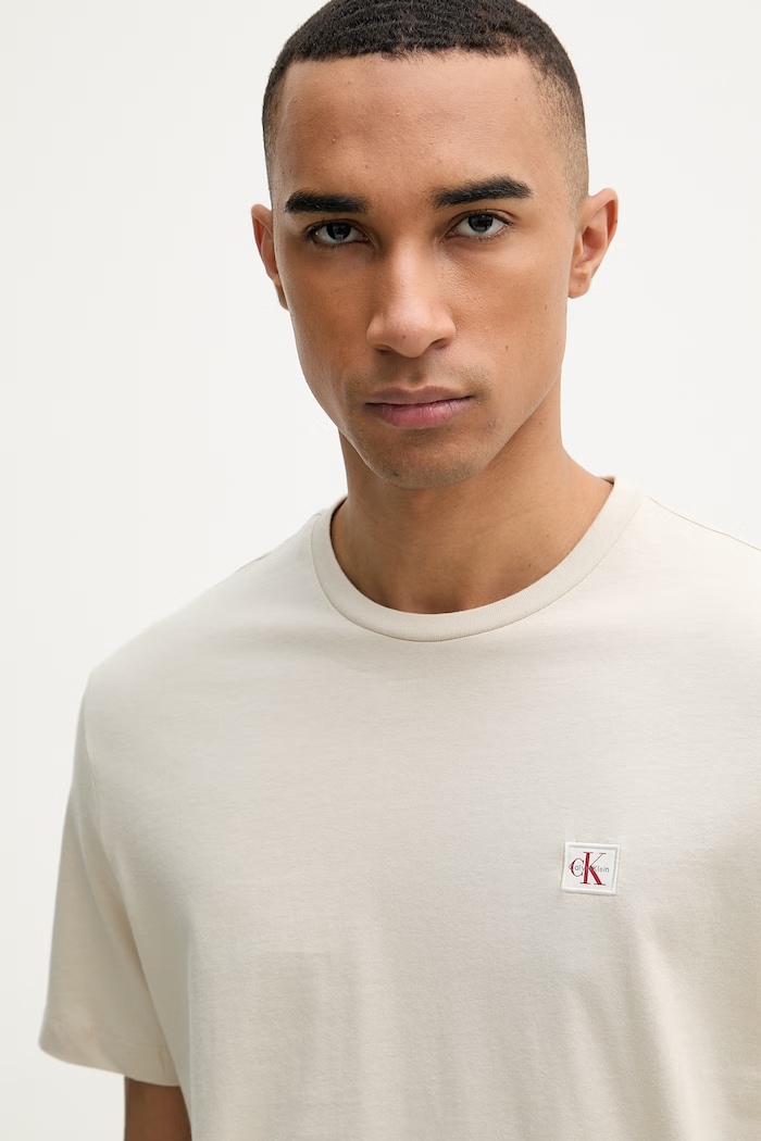 Calvin Klein Jeans tričko pánske bavlnené béžová LV04RC272G