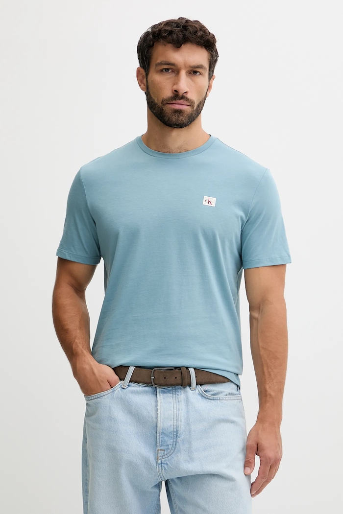 Calvin Klein Jeans tričko pánske bavlnené nášivka modrá LV04RC272G