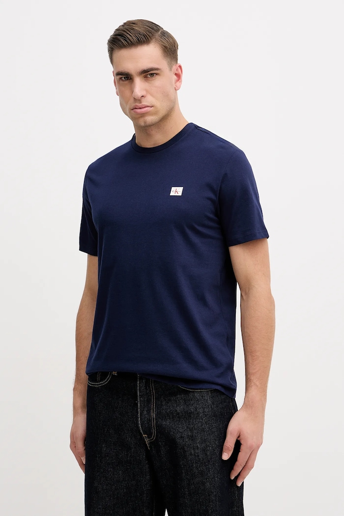 Calvin Klein Jeans t-shirt ανδρικό βαμβακερό σκούρο μπλε LV04RC272G