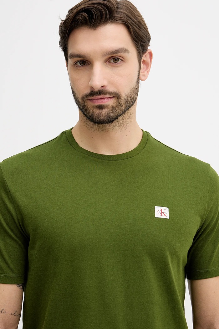 Calvin Klein Jeans pánske bavlnené tričko zelená LV04RC272G