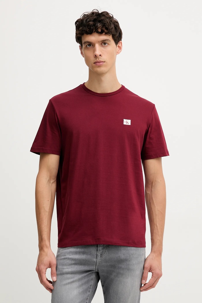 Calvin Klein Jeans tričko pánske bavlnené burgundské LV04RC272G