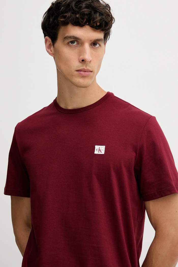 Calvin Klein Jeans tričko pánske bavlnené burgundské LV04RC272G