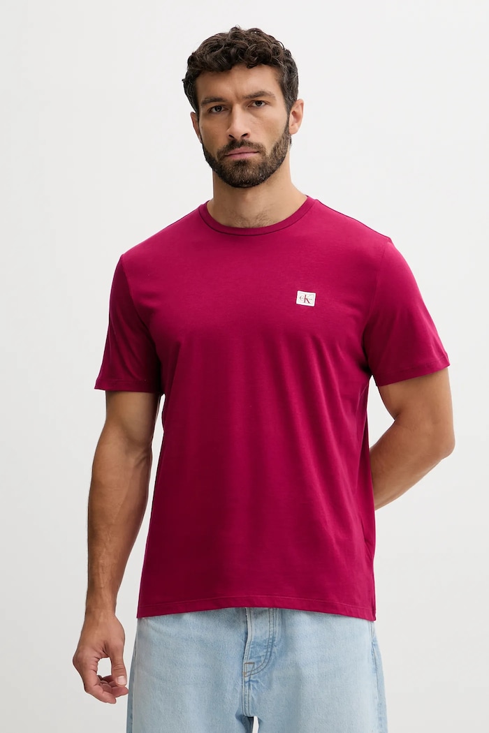 Calvin Klein Jeans Tričko pánske bavlnené burgundské LV04RC272G