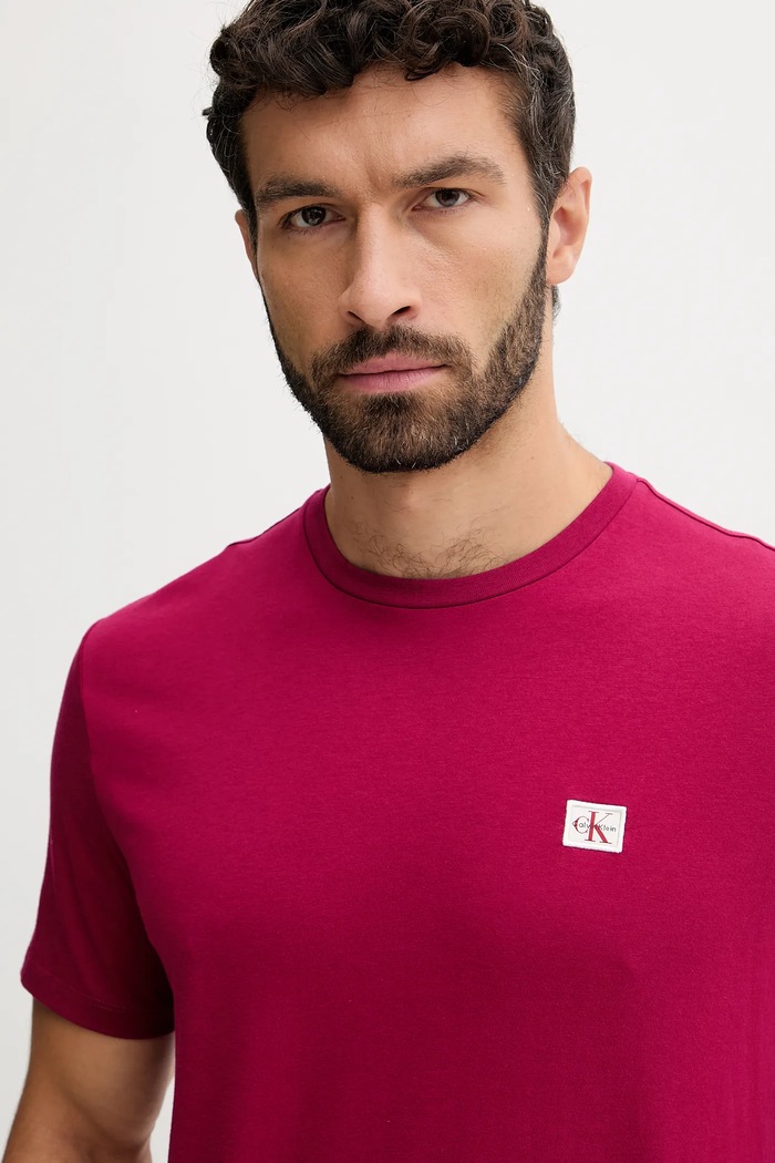Oblečenie Calvin Klein Jeans Tričko pánske bavlnené LV04RC272G burgundské