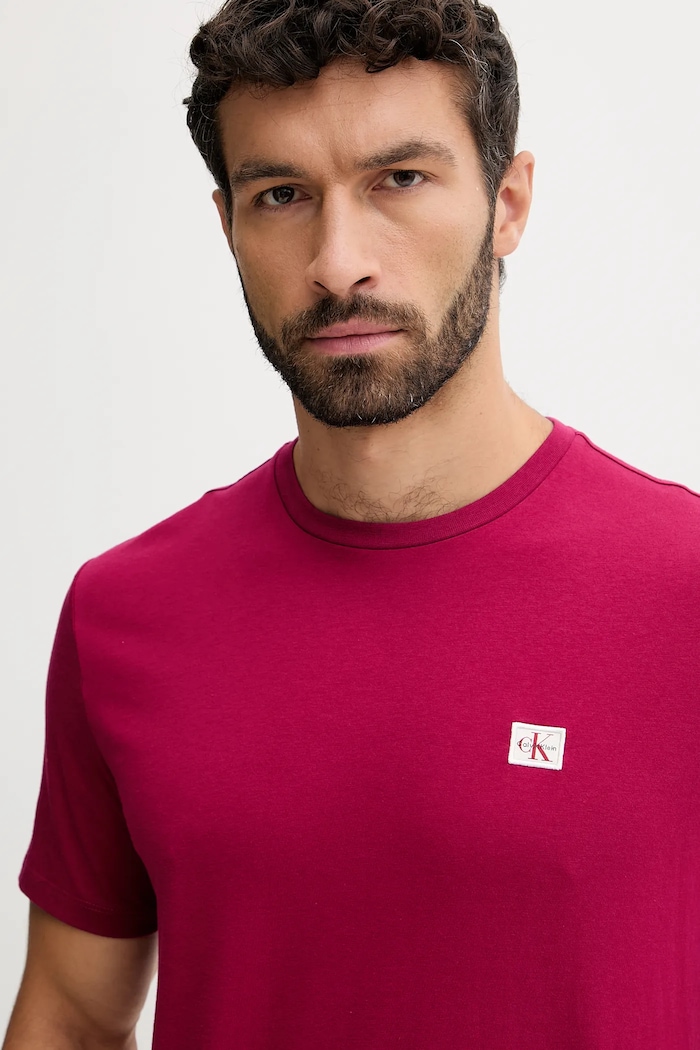 Oblečenie Calvin Klein Jeans Tričko pánske bavlnené LV04RC272G burgundské