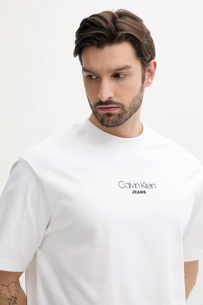 Oblečení Bavlněné tričko Calvin Klein Jeans LV04RC851G bílá