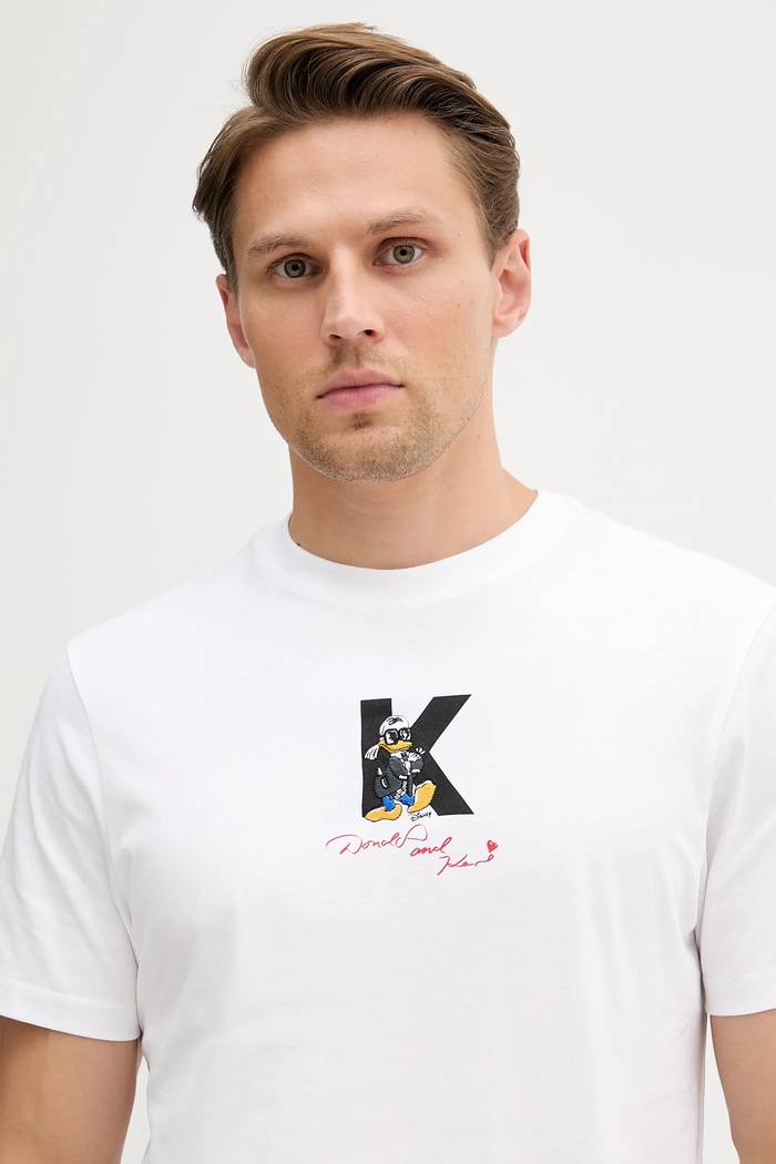 T-shirt bawełniany DISNEY Karl Lagerfeld 553270.755099 biały