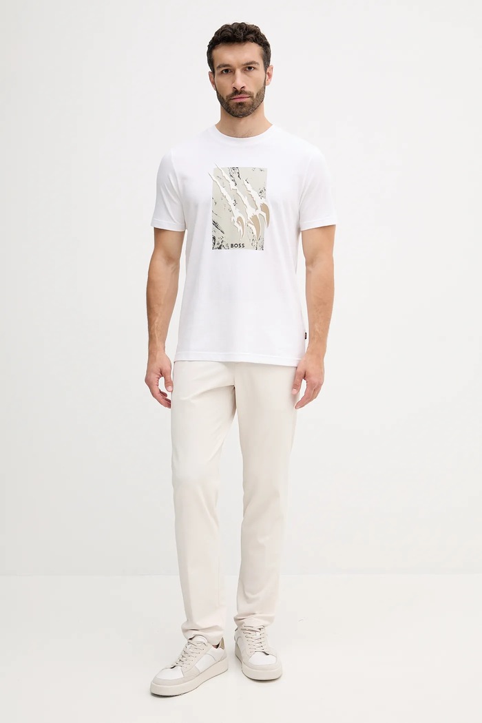 BOSS Orange t-shirt bawełniany Te_Animali 50546362 beżowy AW25