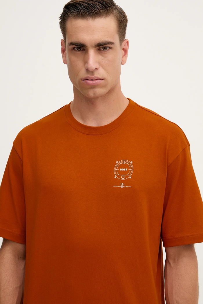 Βαμβακερό μπλουζάκι BOSS Orange San Jared-C πορτοκαλί 50546370