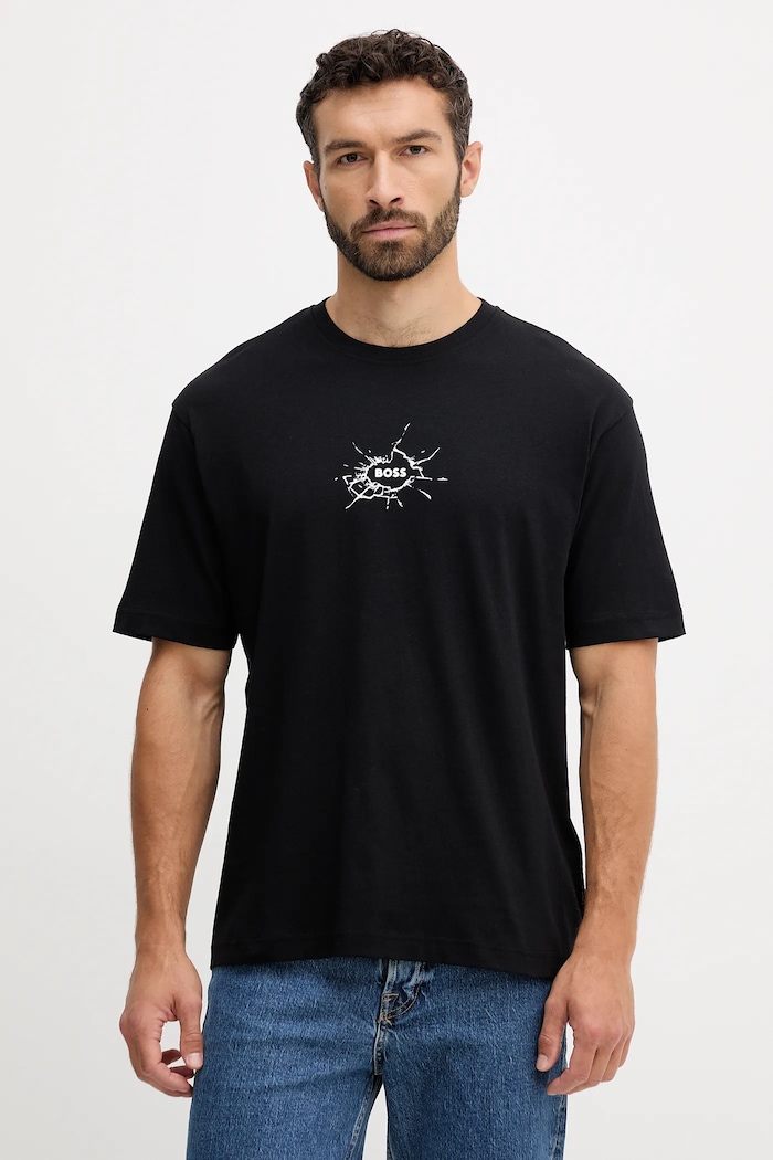 BOSS Orange T-shirt bawełniany Te_voyage czarny 50546370