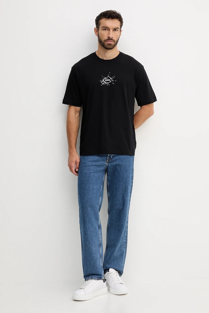 BOSS Orange T-shirt bawełniany Te_voyage 50546370 czarny AW25