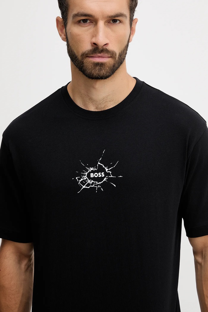 T-shirt bawełniany Te_voyage BOSS Orange 50546370 czarny