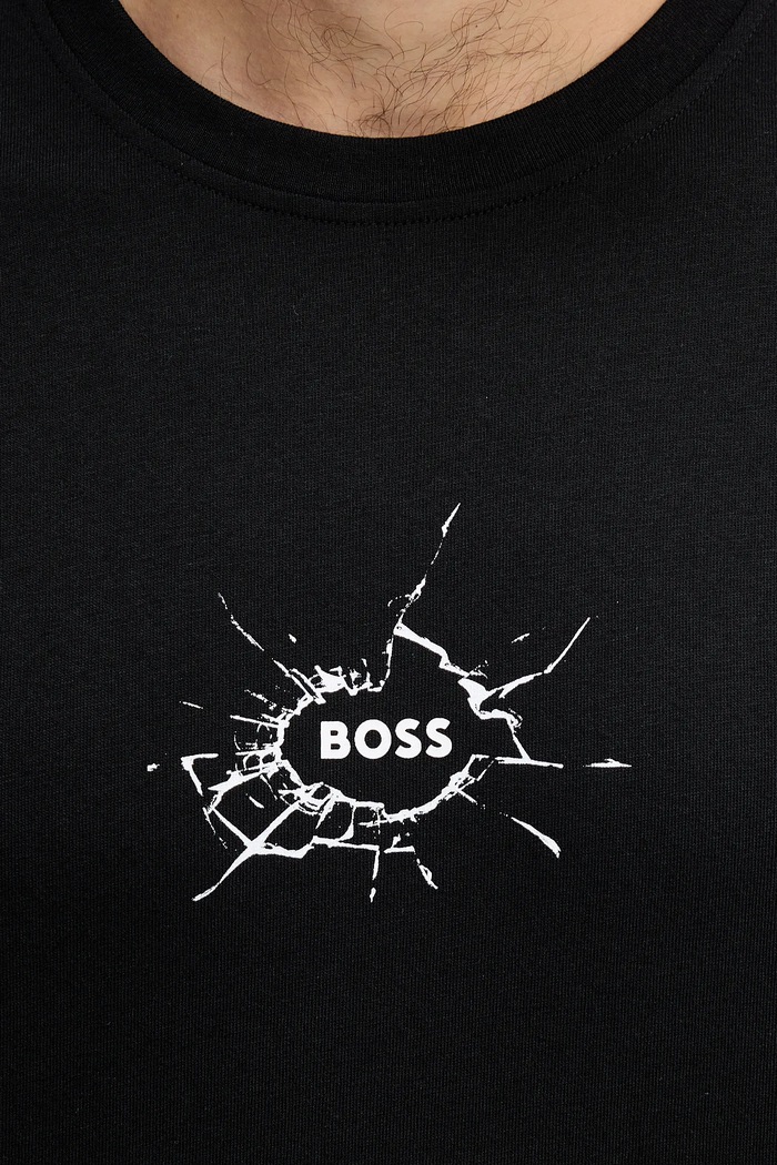 T-shirt bawełniany Te_voyage BOSS Orange czarny 50546370